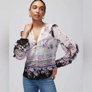 White House Black Market Ruffle Sleeve Blouse